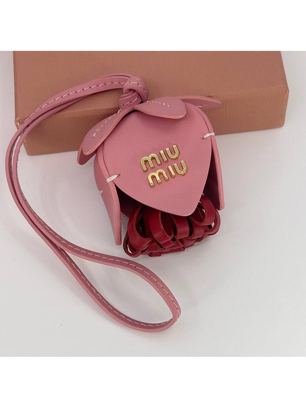 Mlu Miu Leather Flower Bag Charm #365288M11B